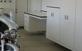 This image shows a custom garage cabinet.