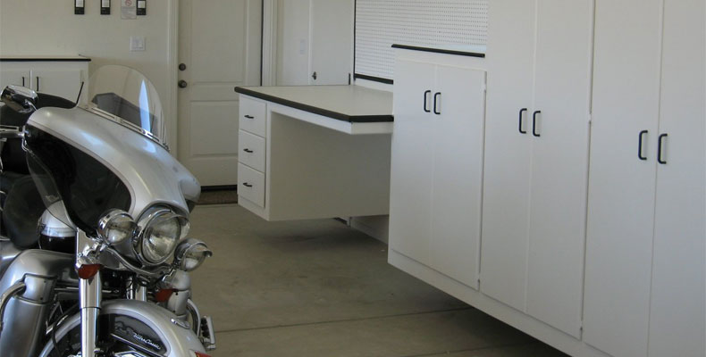 This image shows a custom garage cabinet.